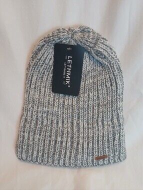 Grey Marled Knit Beanie Skull Cap New! Unisex